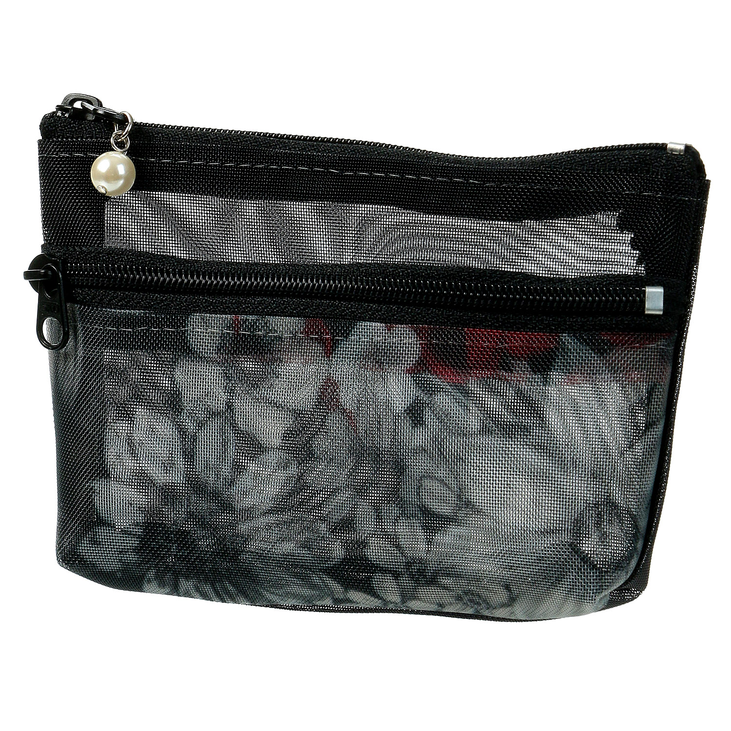 柄メッシュ 2段ファスナーポーチ 小 - 画像8