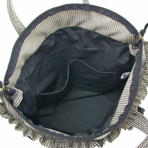 斜めピンタック トゥシューズパッチワーク 手提げバッグ - 画像4