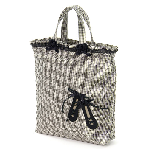 斜めピンタック トゥシューズパッチワーク 手提げバッグ - 画像1