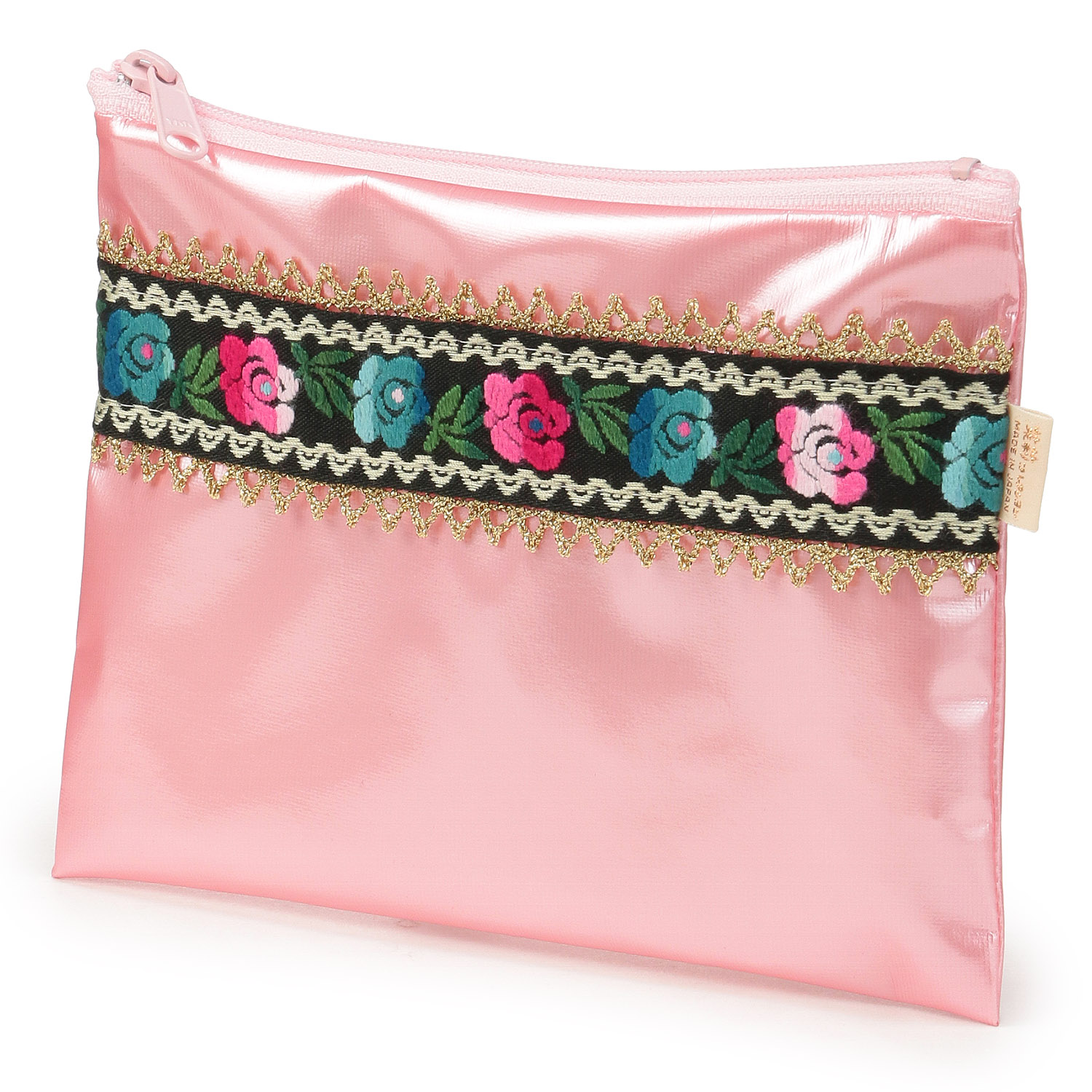 【日本製】 刺繍バラ フラットポーチ - 画像3