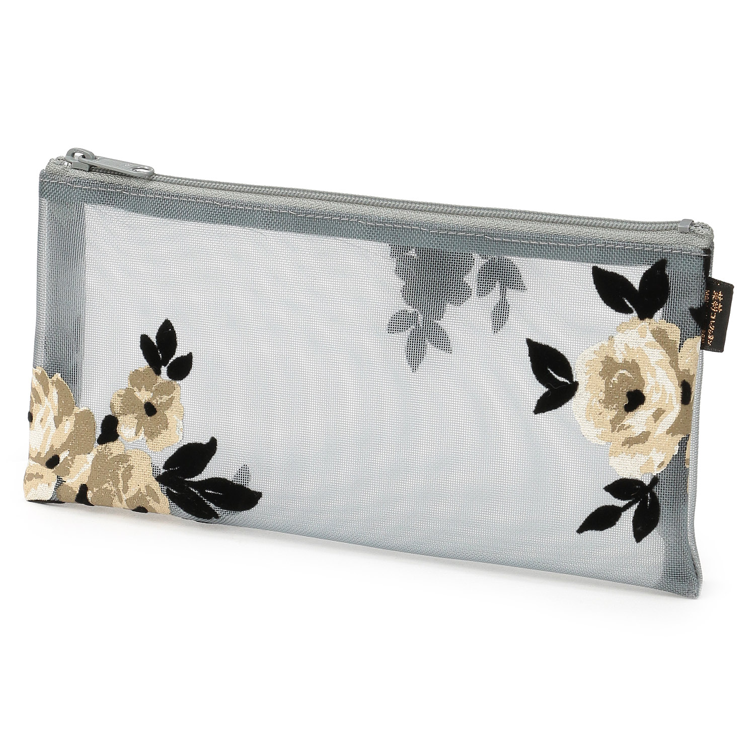 チュールフロッキー横長ポーチ