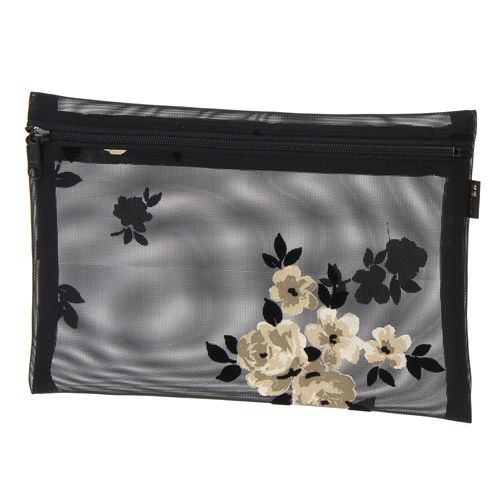 チュール フロッキー花柄 フラットポーチ - 画像4