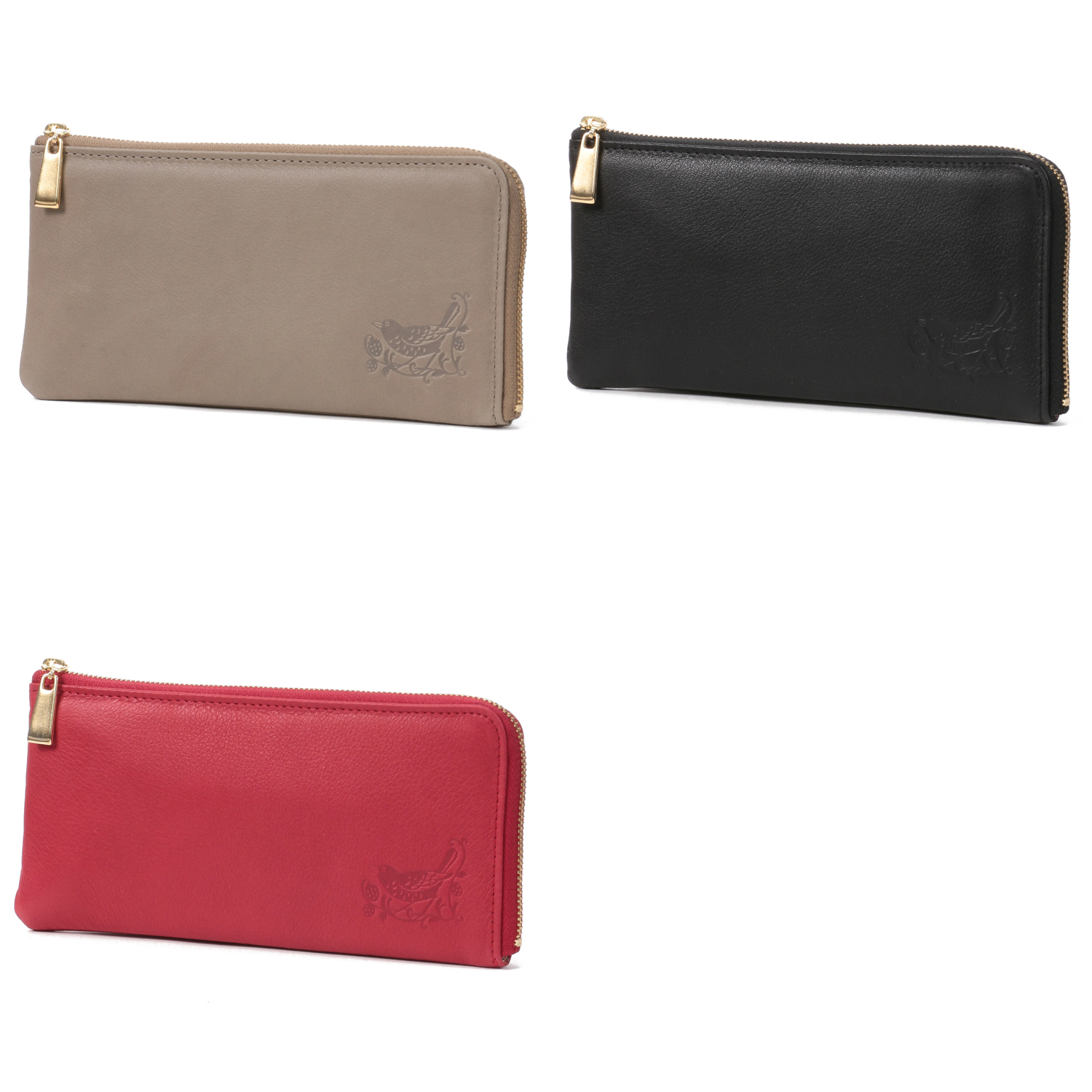 ディア調 モリス型押し L字ファスナー長財布 - 画像4