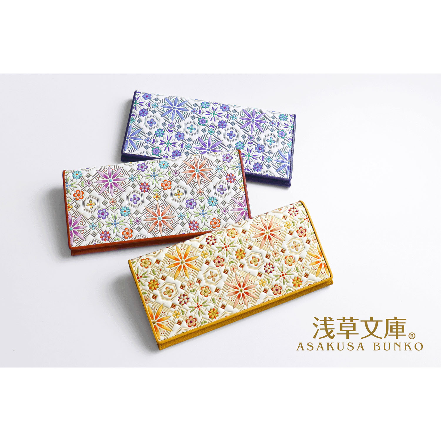 【取り寄せ商品】 浅草文庫 花菱柄ヘリ玉長財布