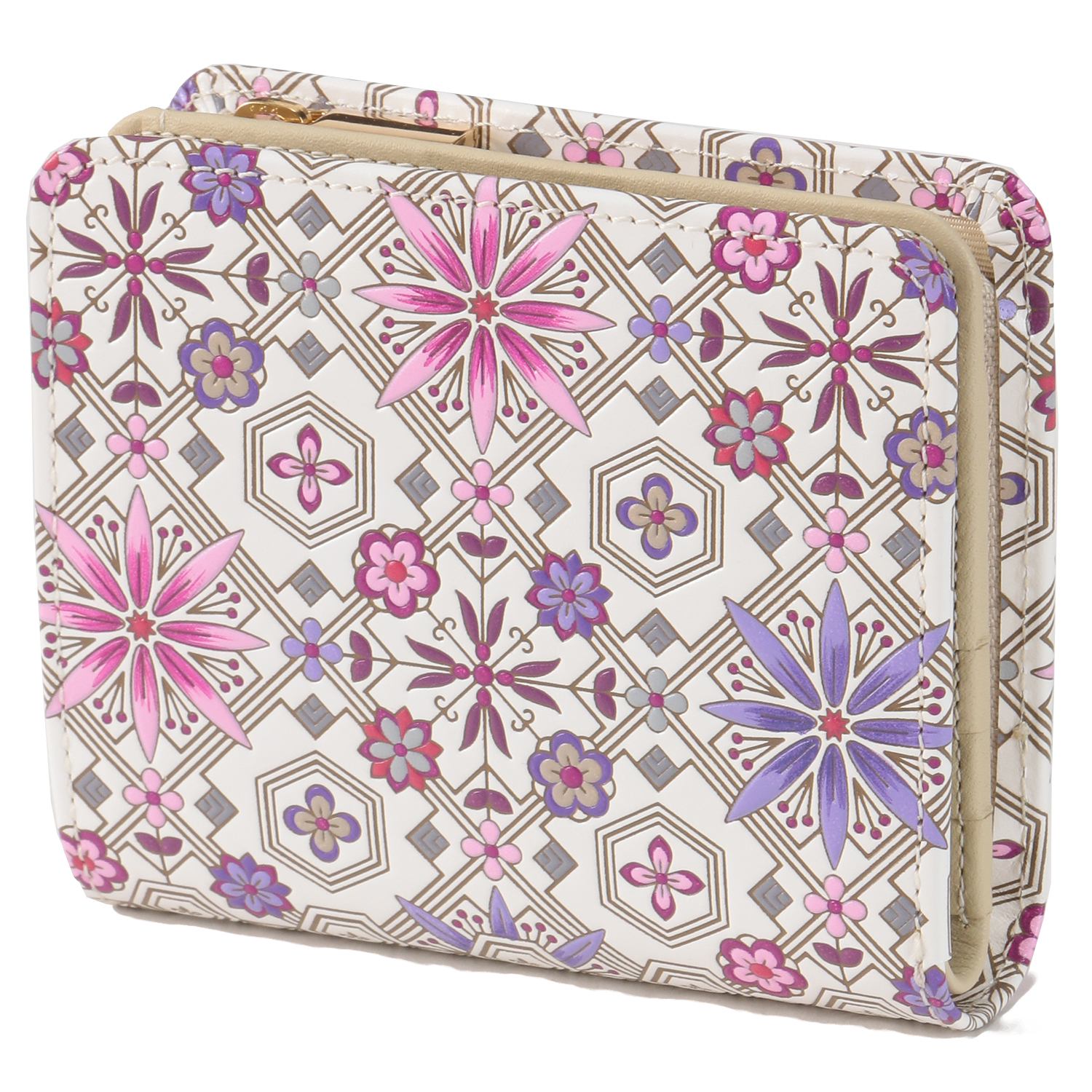 【取り寄せ商品】  浅草文庫 花菱柄 L字ファスナー折財布 - 画像4