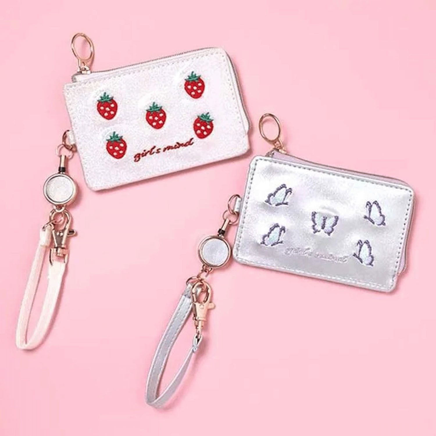 蝶＆苺パスケース