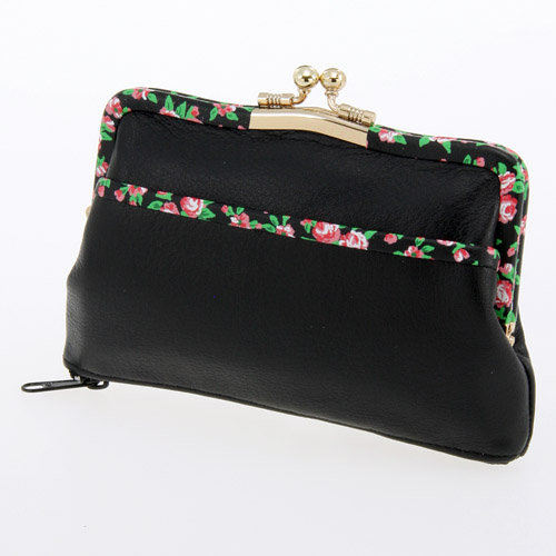 【日本製】 小花柄 底ファスナー ガマ口