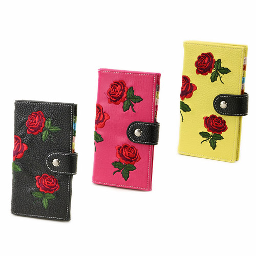 バラ刺繍カードケース