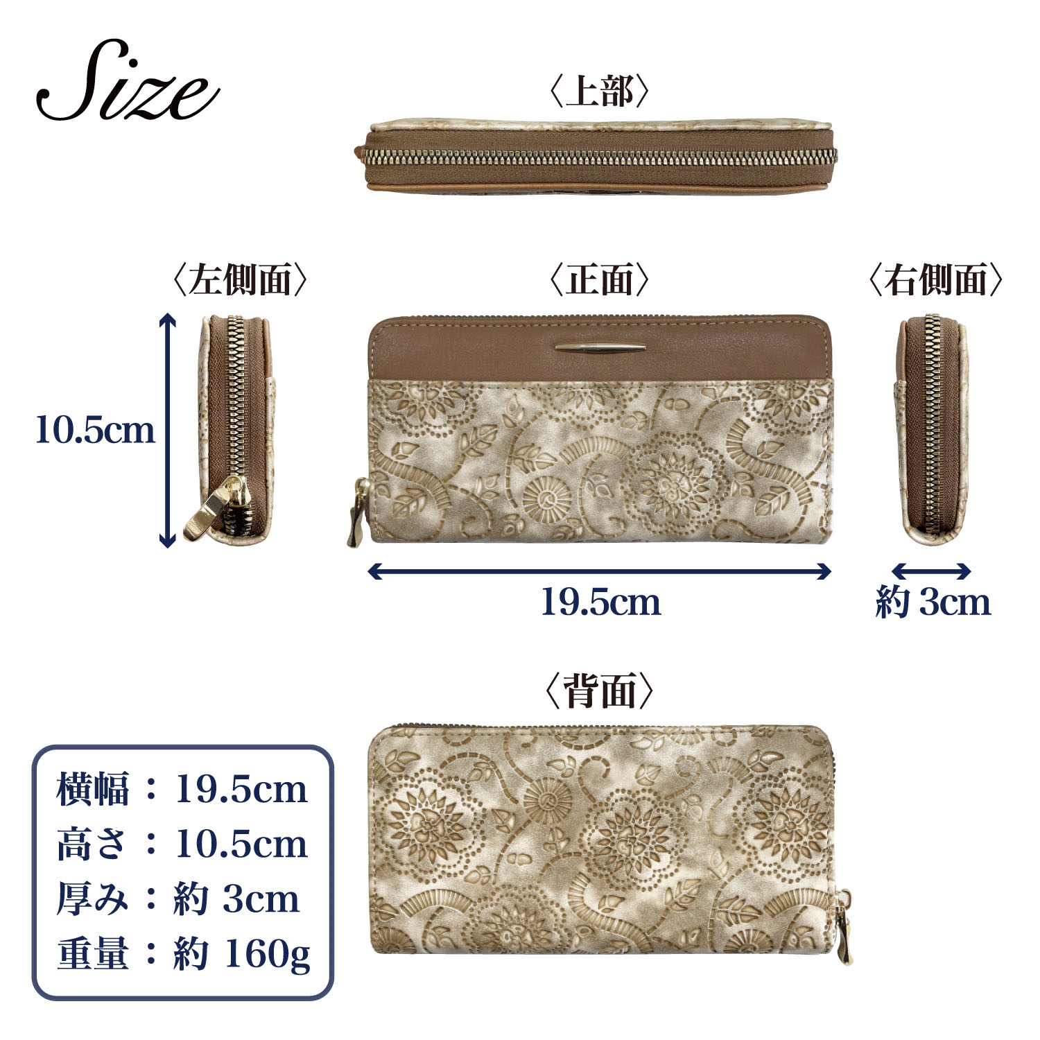 花柄型押ラウンドF長財布 - 画像2