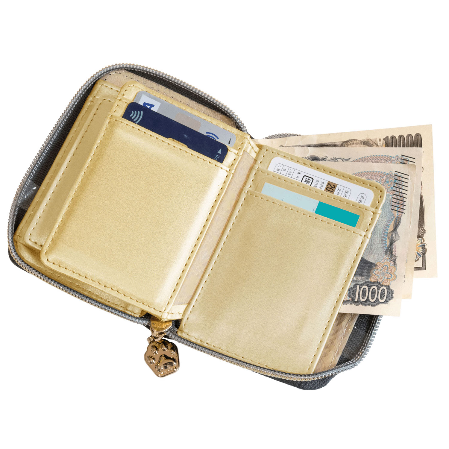 猫柄ラウンドファスナーミニ財布 - 画像3