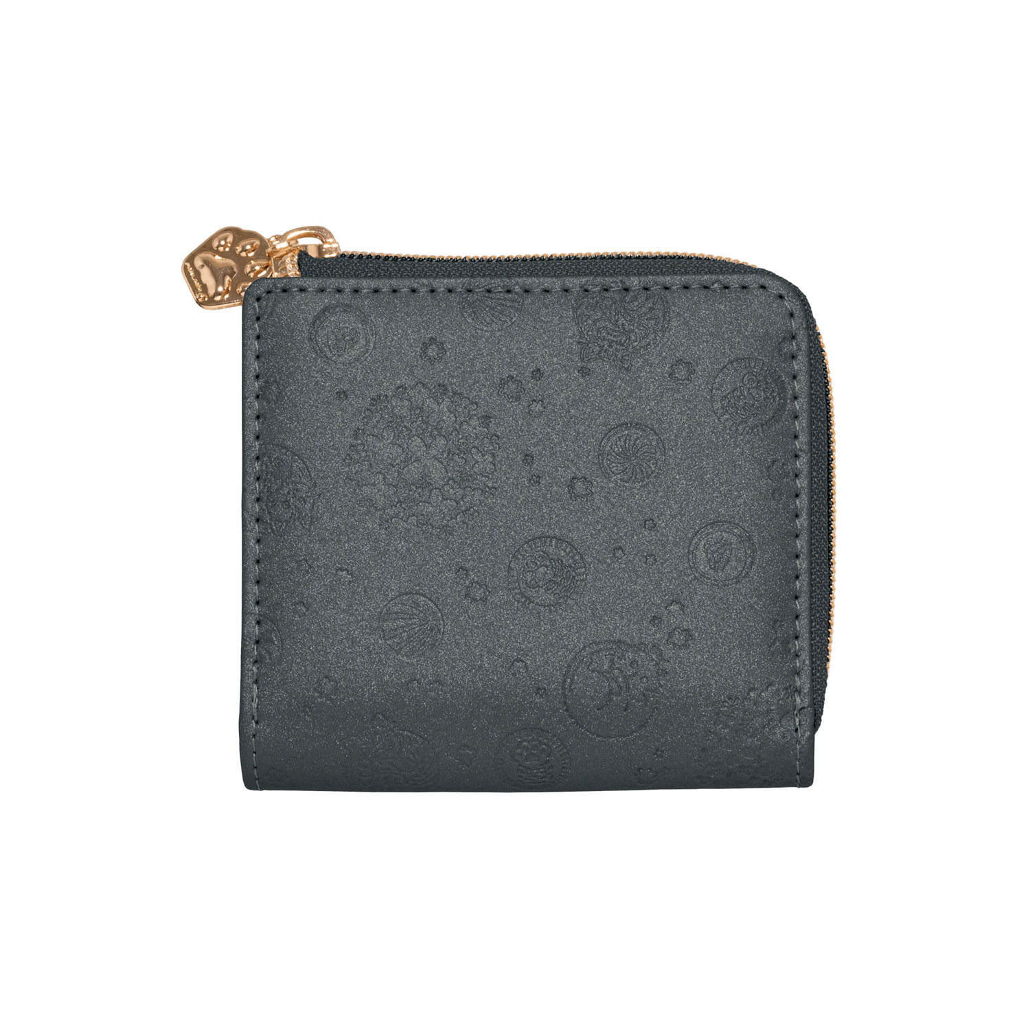 猫柄 内オープン小銭入れ付きL字ファスナーミニ財布 - 画像2