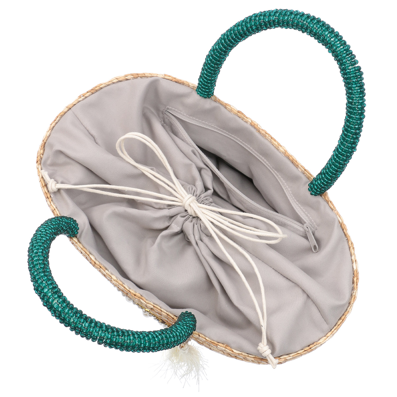 COOCO SMILEY パール刺繍ビーズハンドルカゴバッグ - 画像6