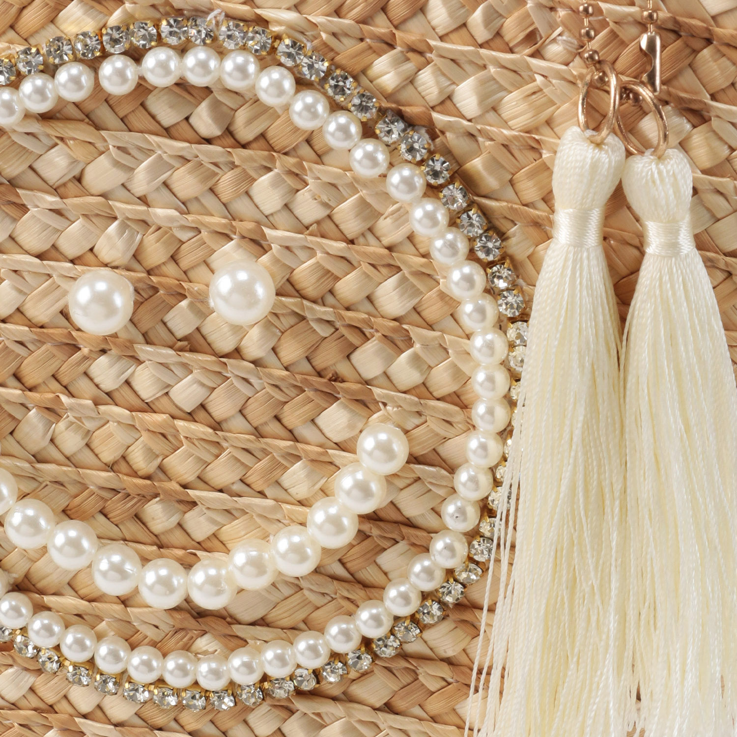 COOCO SMILEY パール刺繍ビーズハンドルカゴバッグ - 画像8