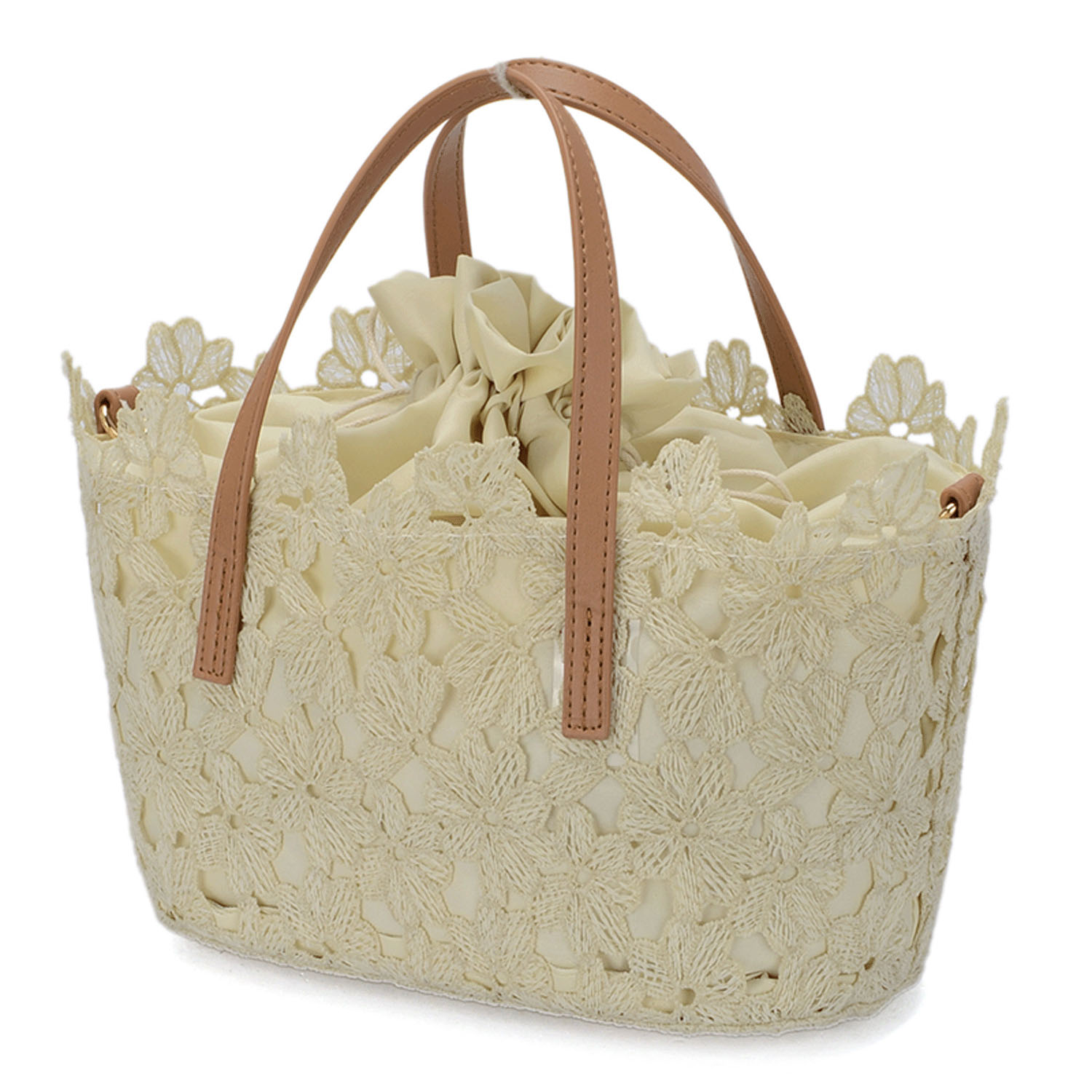 【在庫ある分で終了】花柄レースカゴ型バッグ - 画像2