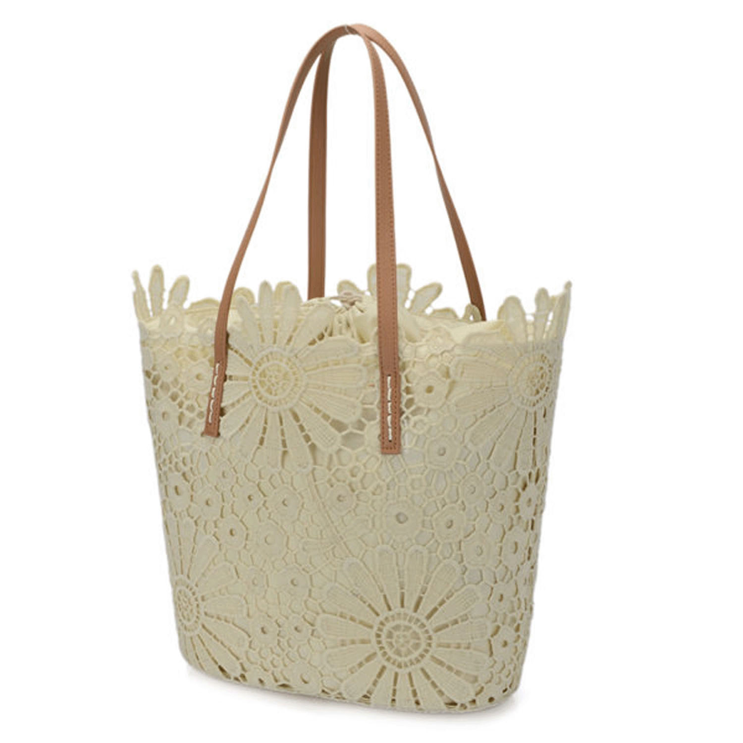 花柄レースカゴ型バッグ 縦型 - 画像2