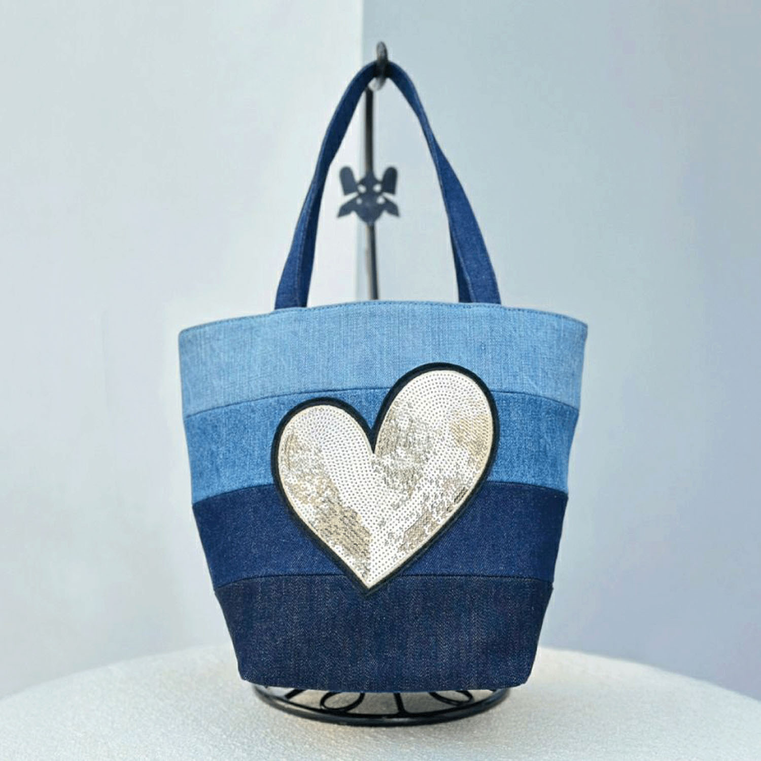 Think Bee！ デニムゴールドムーン手提げバッグ