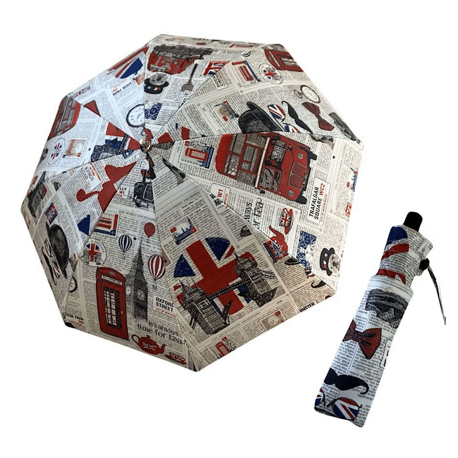 ThinkBee！カサノヴァ 晴雨兼用折りたたみ傘（アイラブロンドン） - 画像1