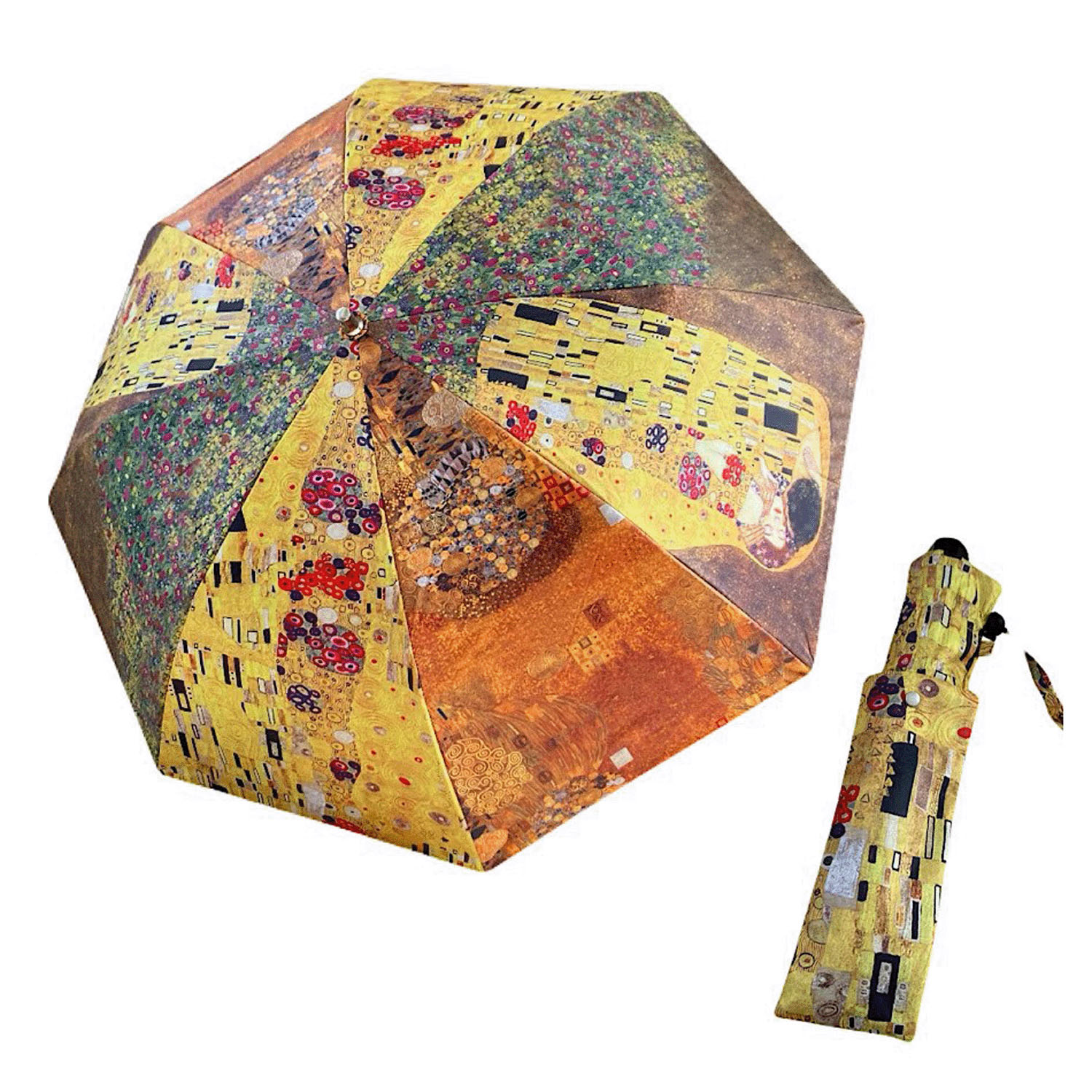 ThinkBee！カサノヴァ 晴雨兼用折りたたみ傘（クリムトコラージュ） - 画像1