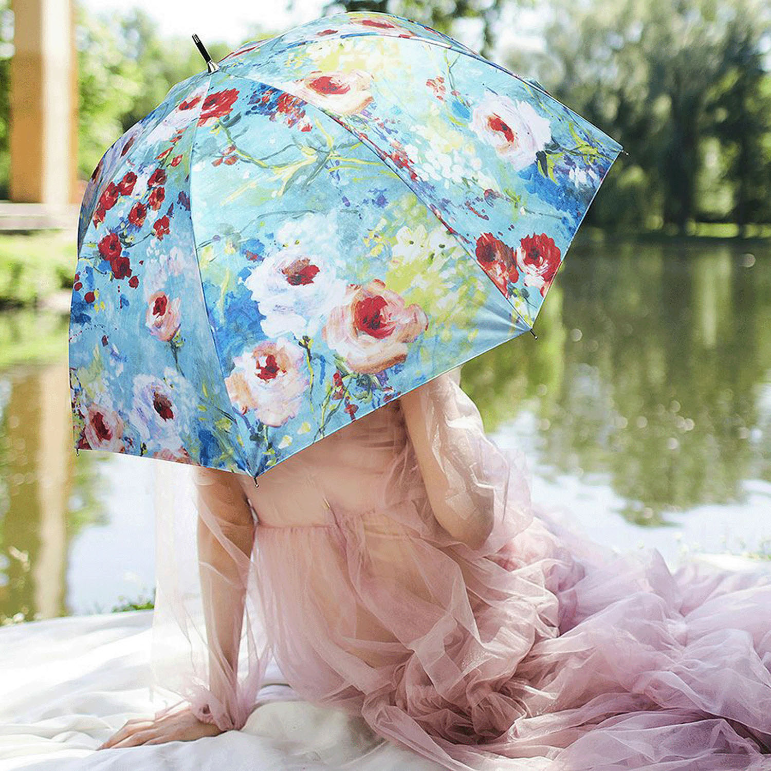 Think Bee！ 晴雨兼用 カサノヴァ ジャスミンローズ長傘 - 画像1