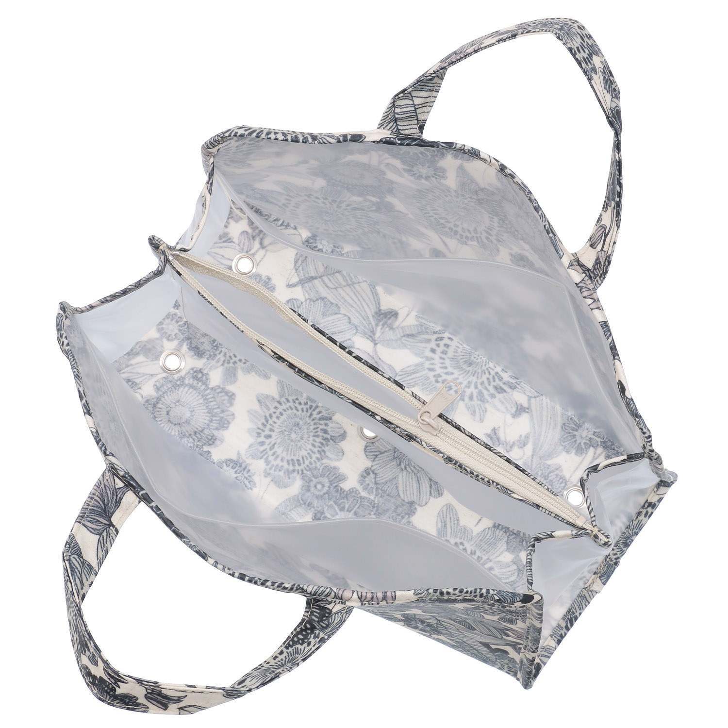 温泉バッグ ブラックラインフラワー柄 - 画像4