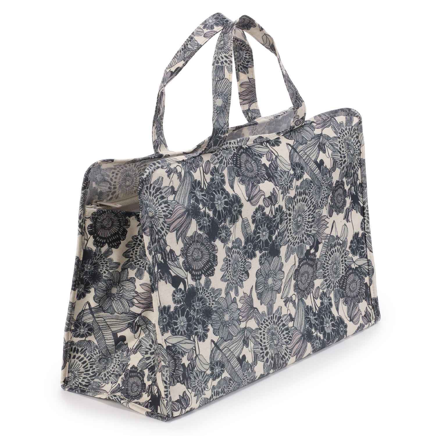 大型温泉バッグ ブラックラインフラワー柄 - 画像2