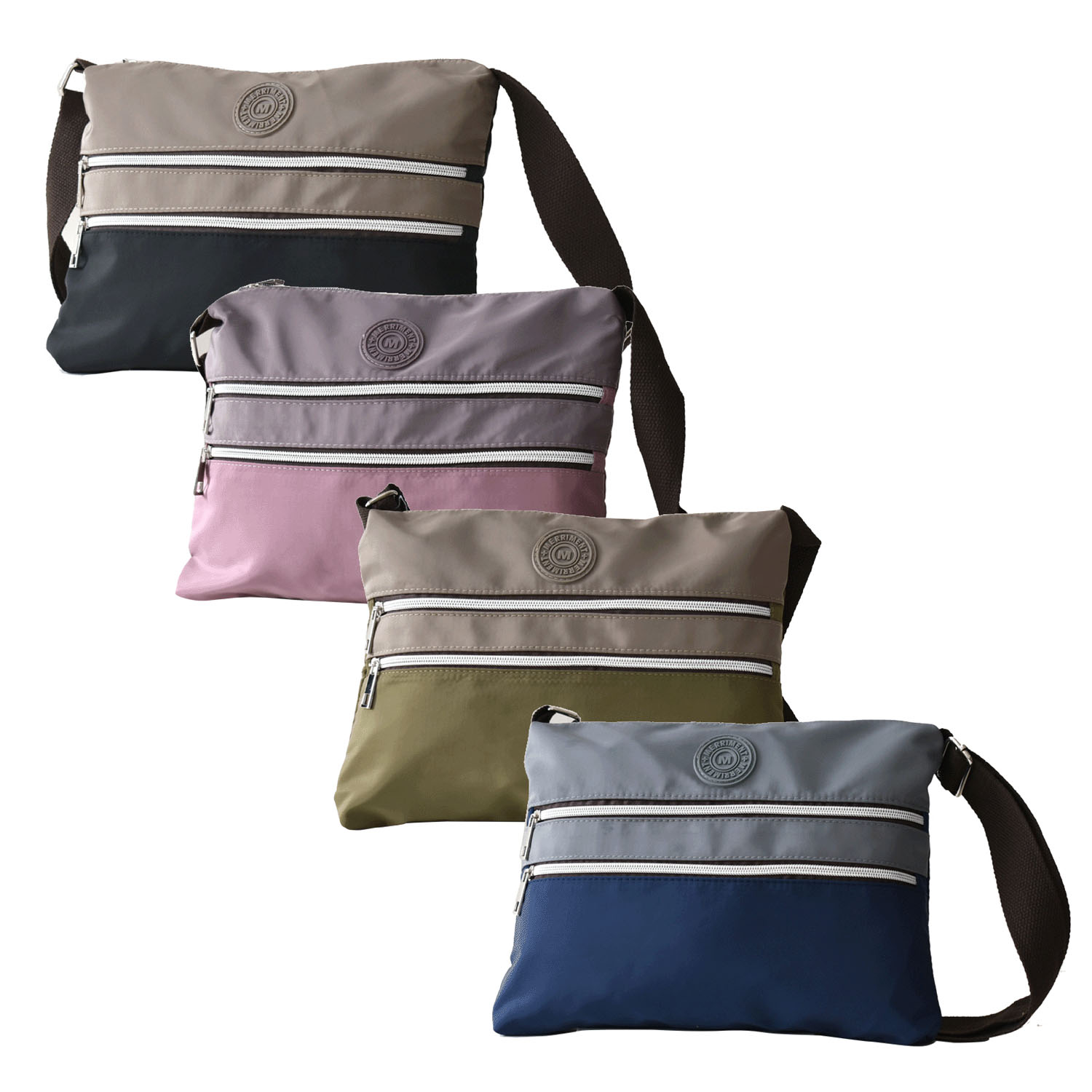 MERRIMENT バイカラー3ファスナーショルダーバッグ