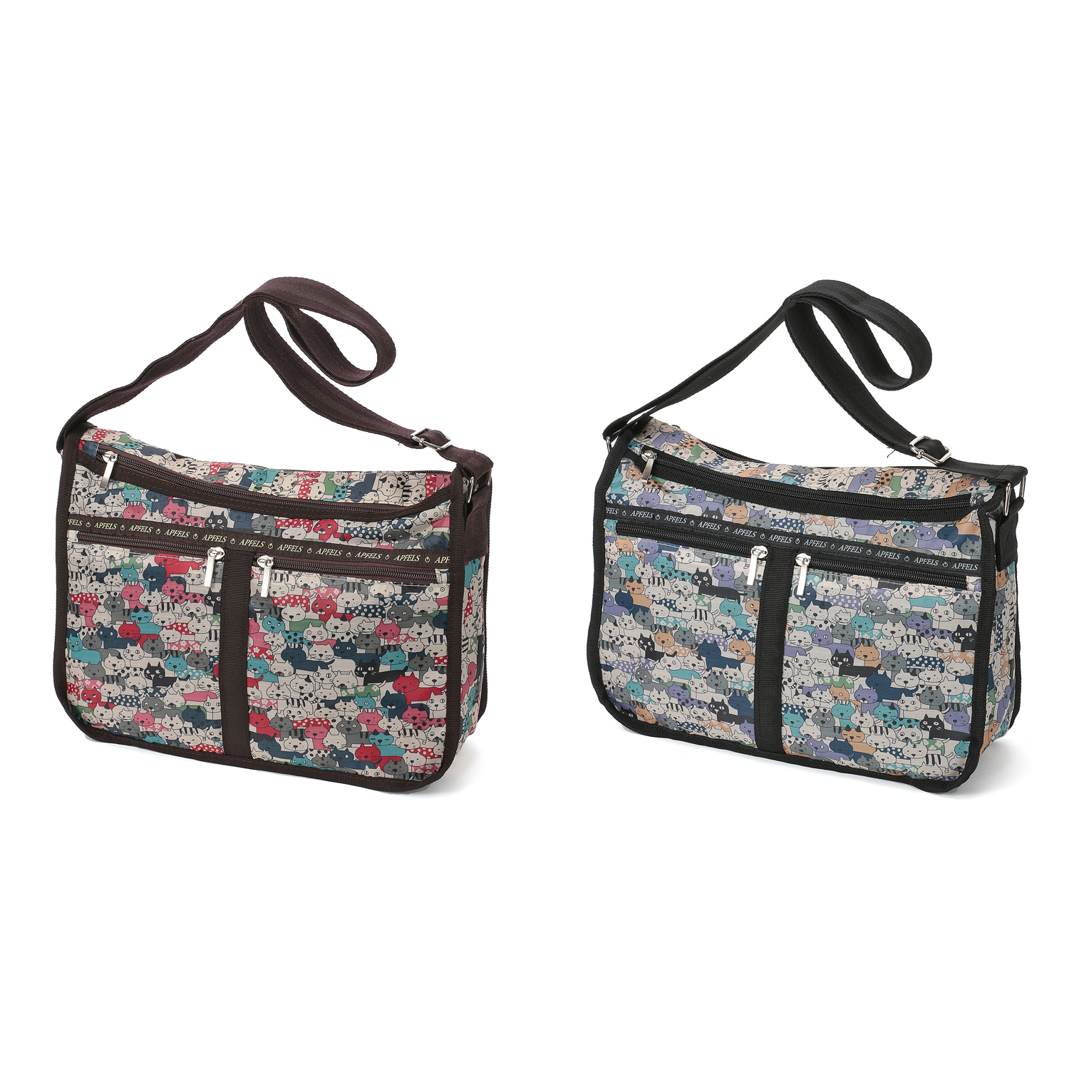 キャット柄船型ショルダーバッグ - 画像1