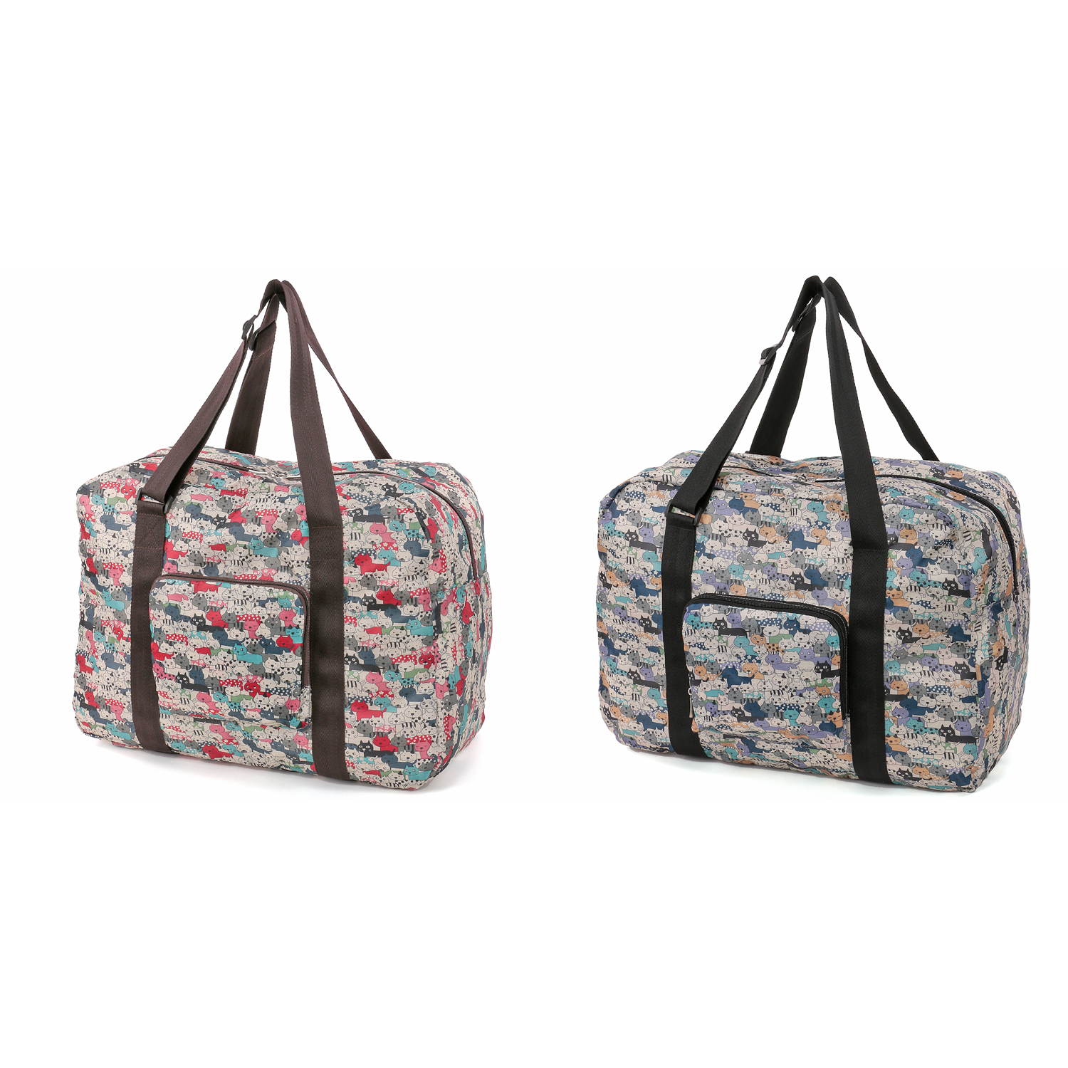 キャット柄コンパクトボストンバッグ