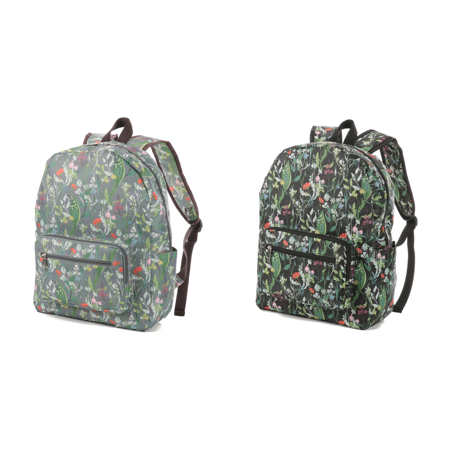 コンパクトリュックサック ボタニカル柄