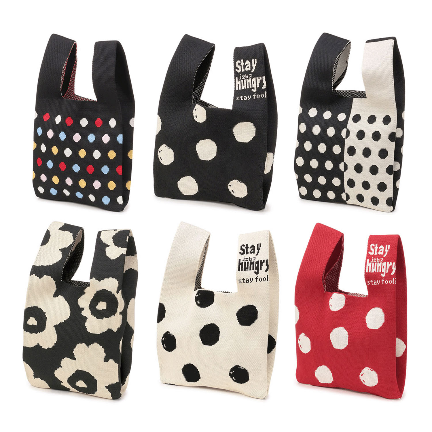 【15ー00は完売終了】柄ものニットくり手バッグ小