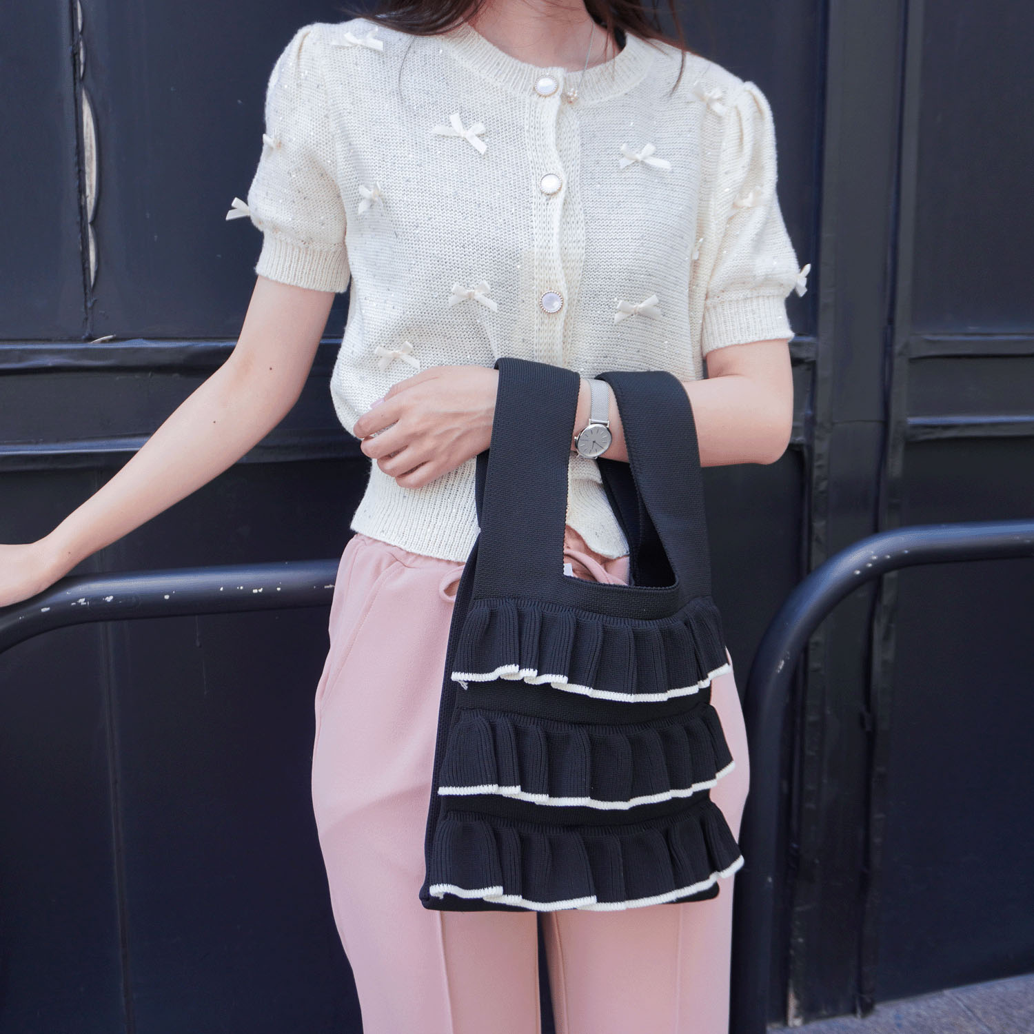 【エトワールオリジナル】フリルニットくり手バッグ