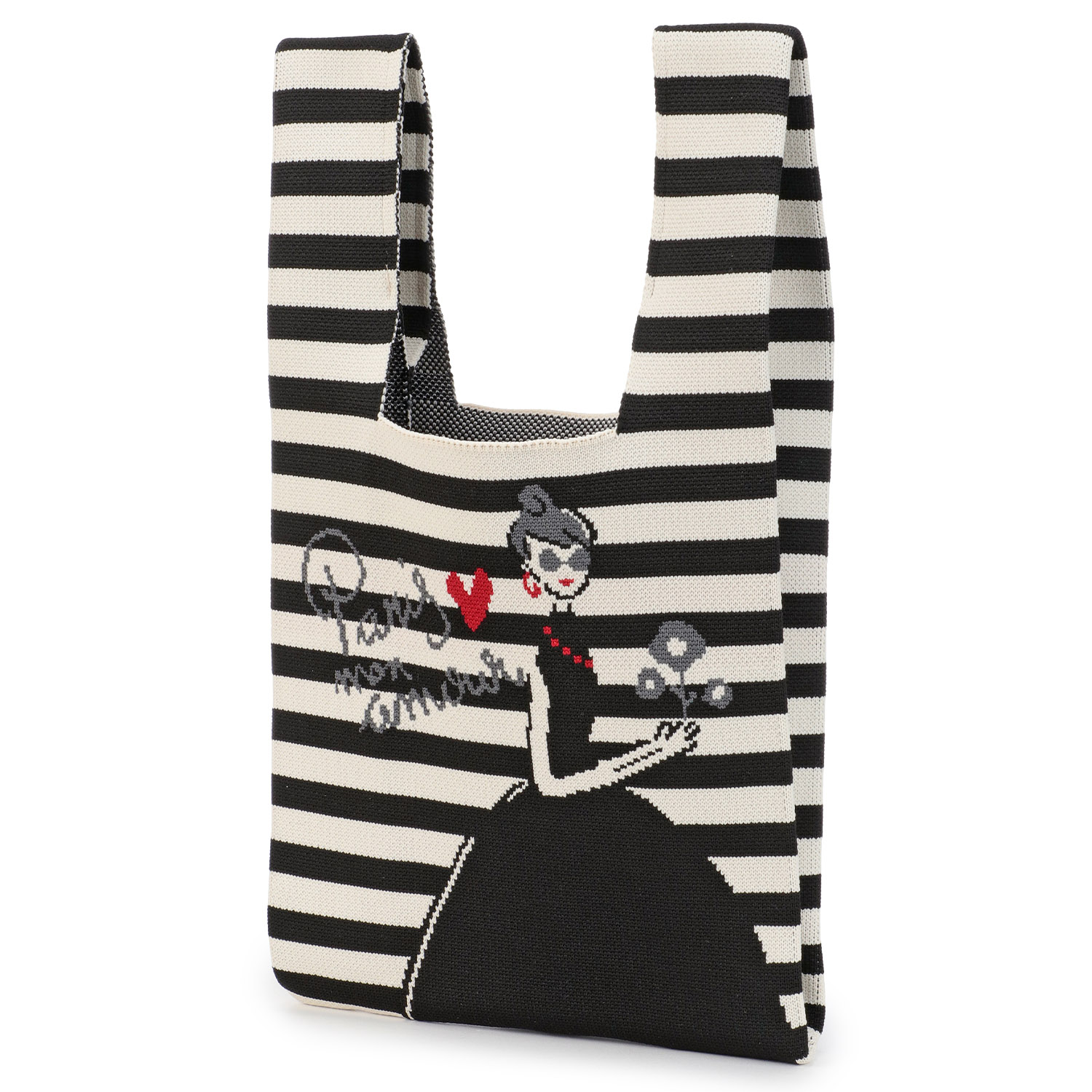 ボーダー女の子ニットバッグ - 画像2