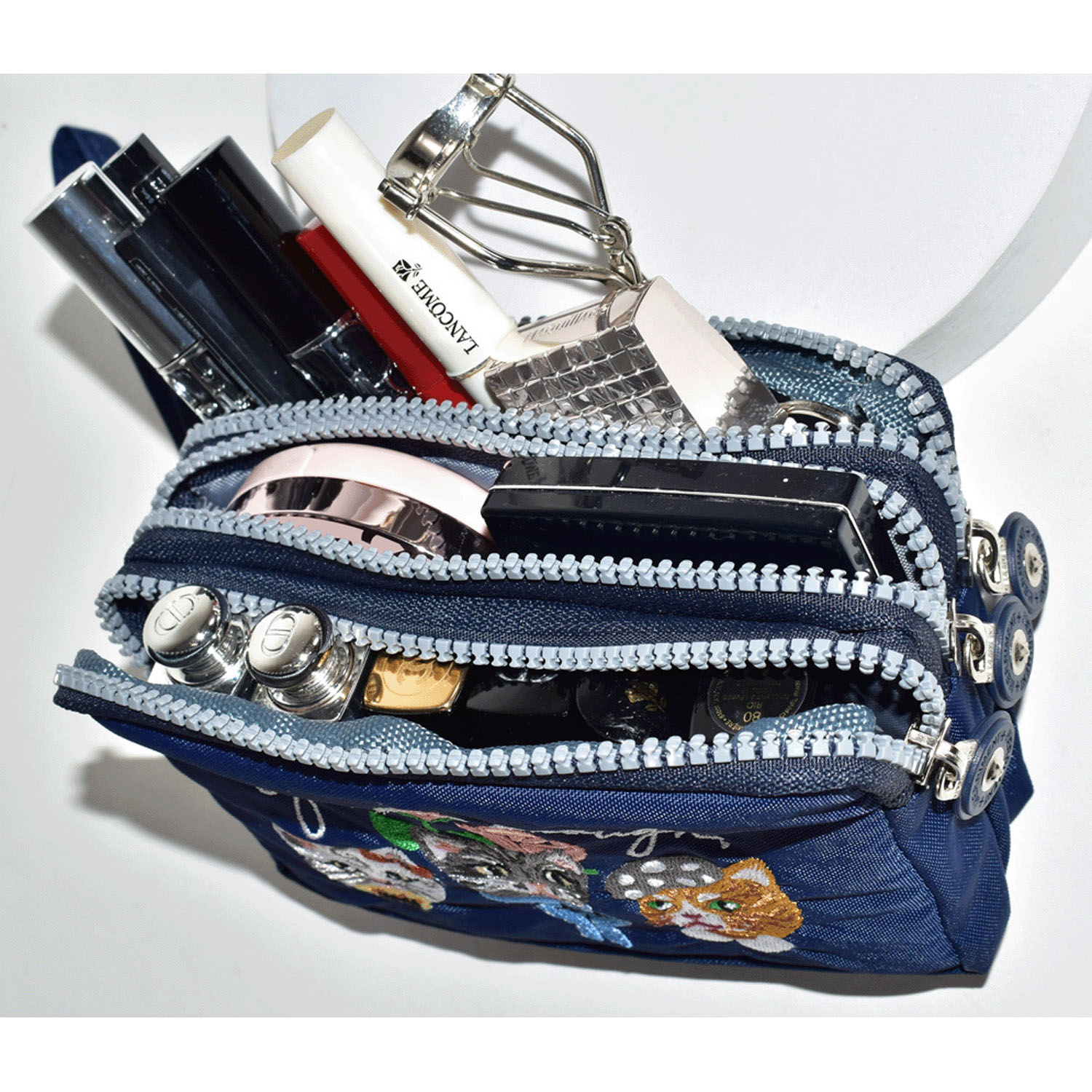 【再入荷！】ネコ刺繍3ファスナーポーチ - 画像11