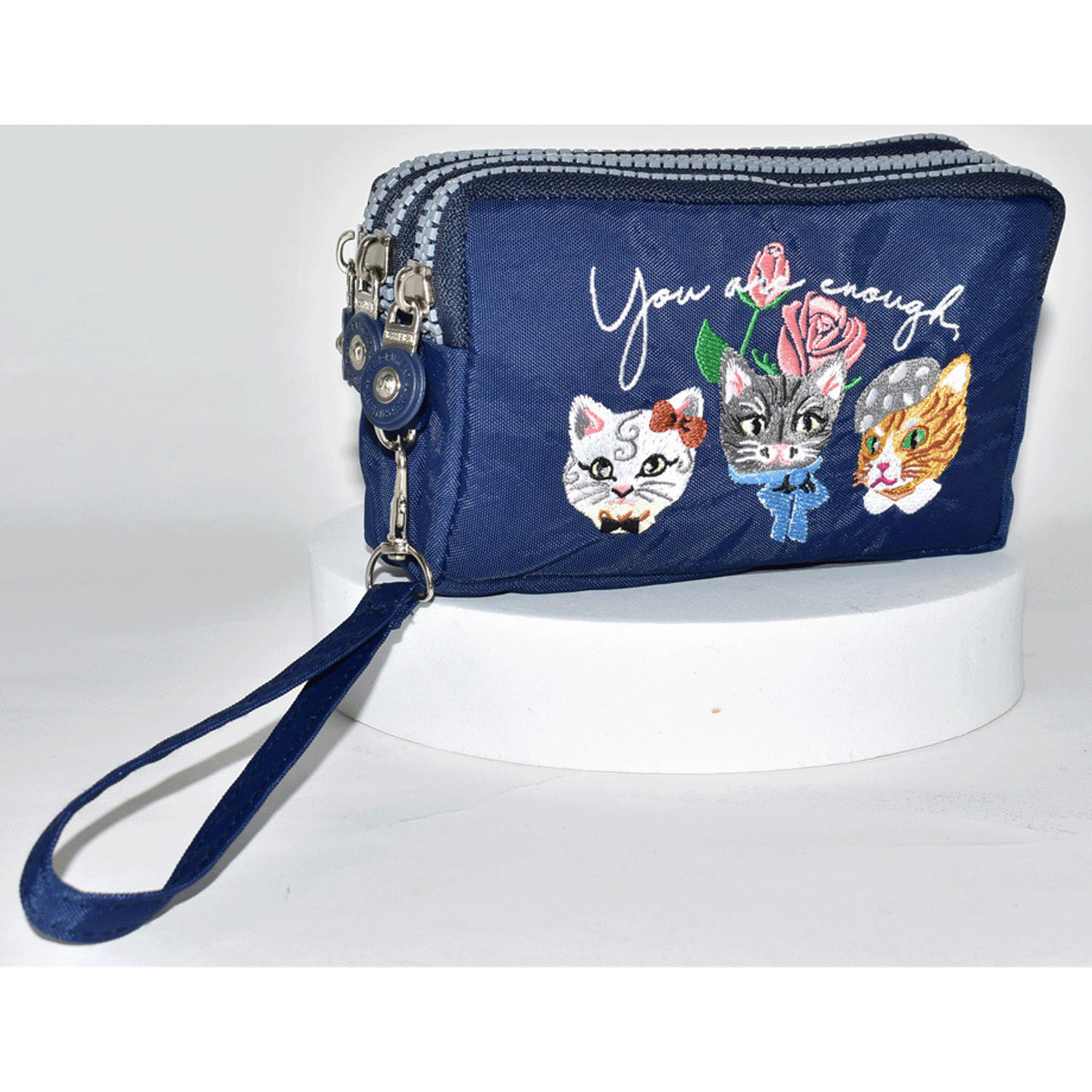 【再入荷！】ネコ刺繍3ファスナーポーチ - 画像6