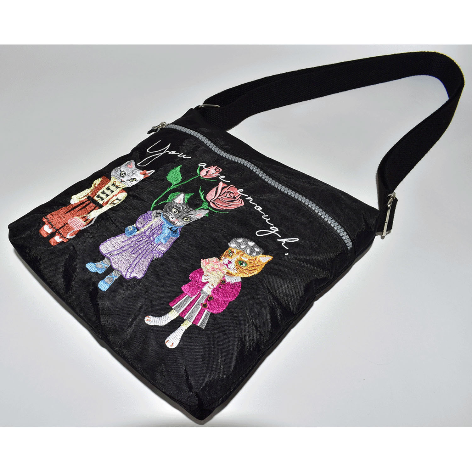 ネコ刺繍スクエア型ショルダーバッグ - 画像4