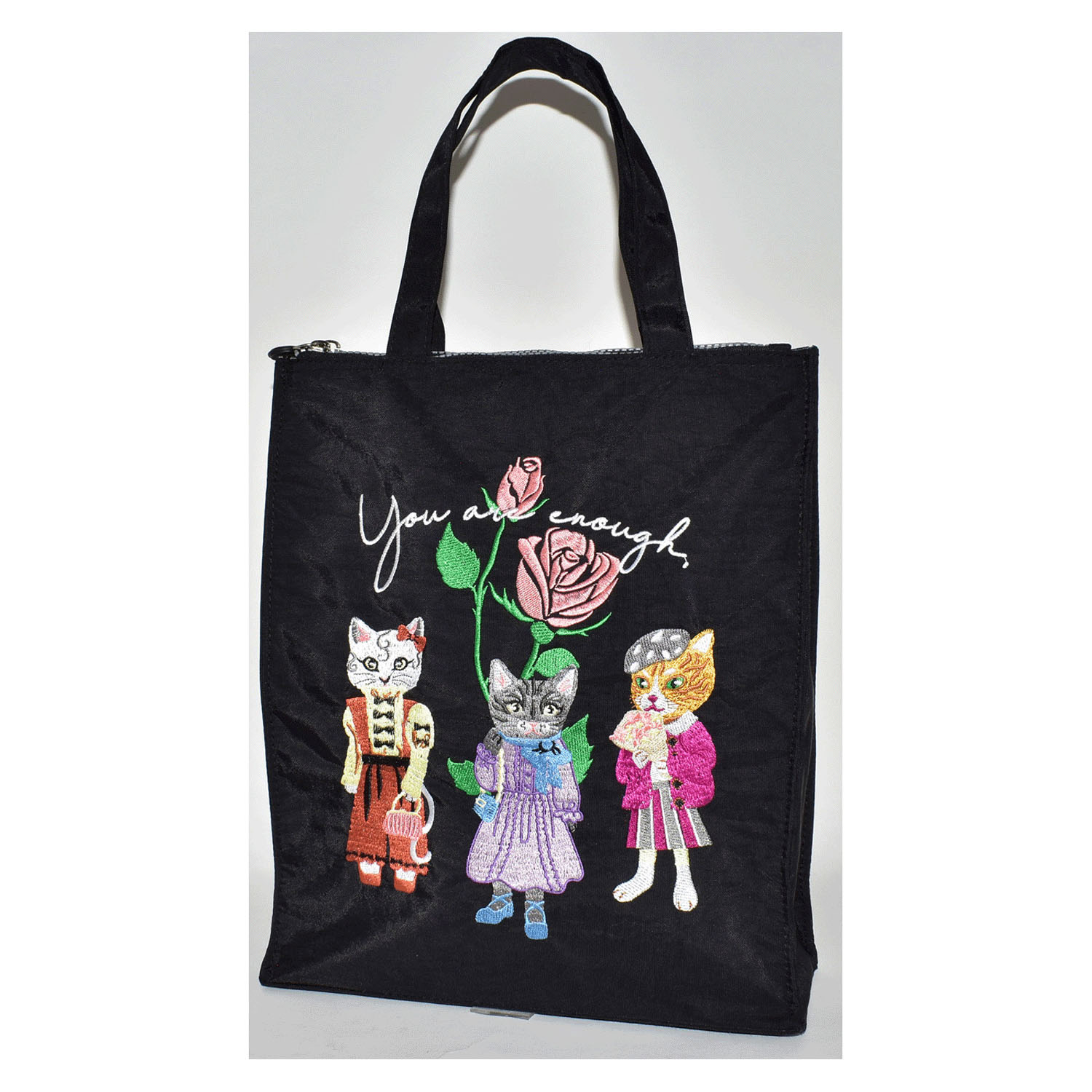 ネコ刺繍 縦型バッグ - 画像2