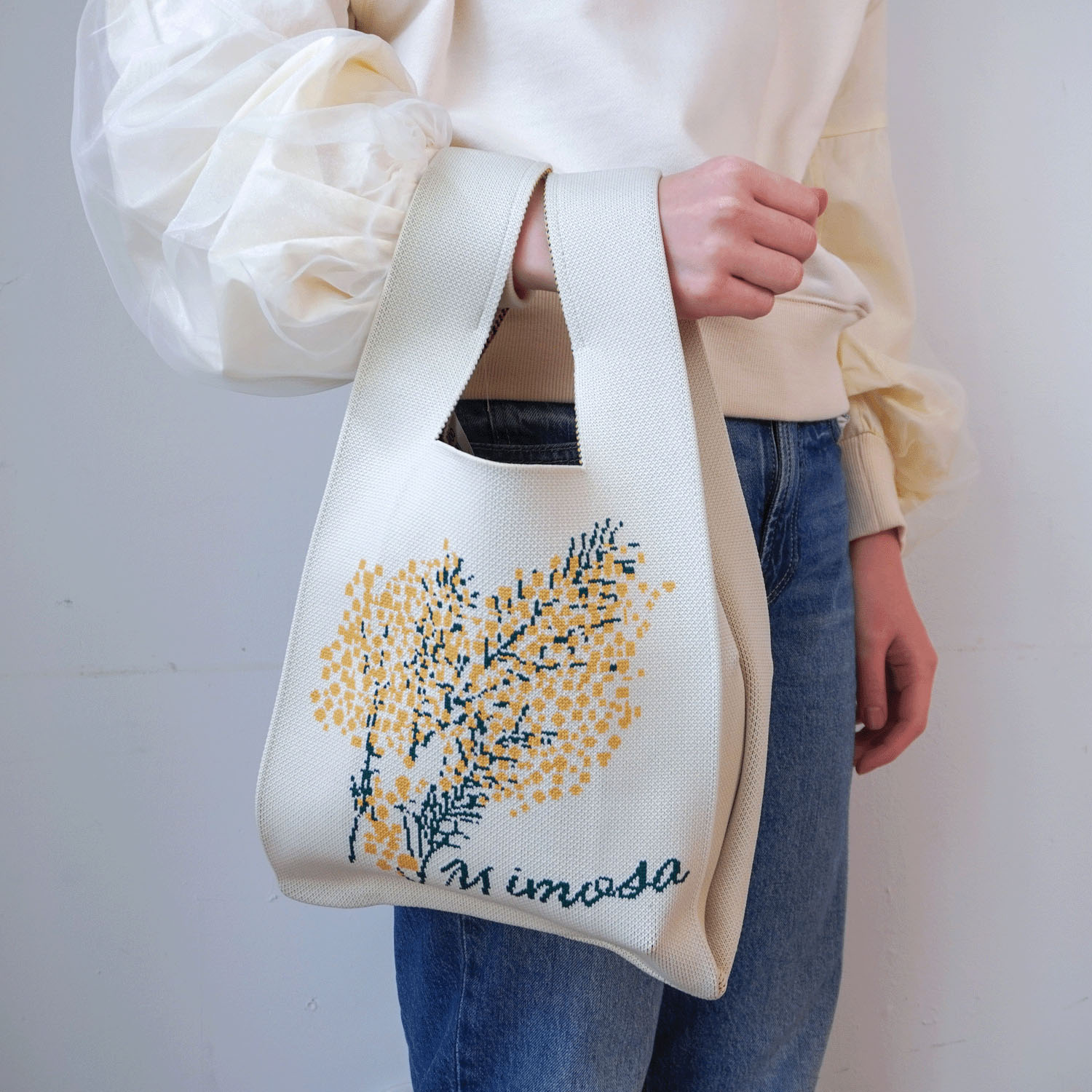 【エトワール別注柄】ニットミモザ柄バッグ