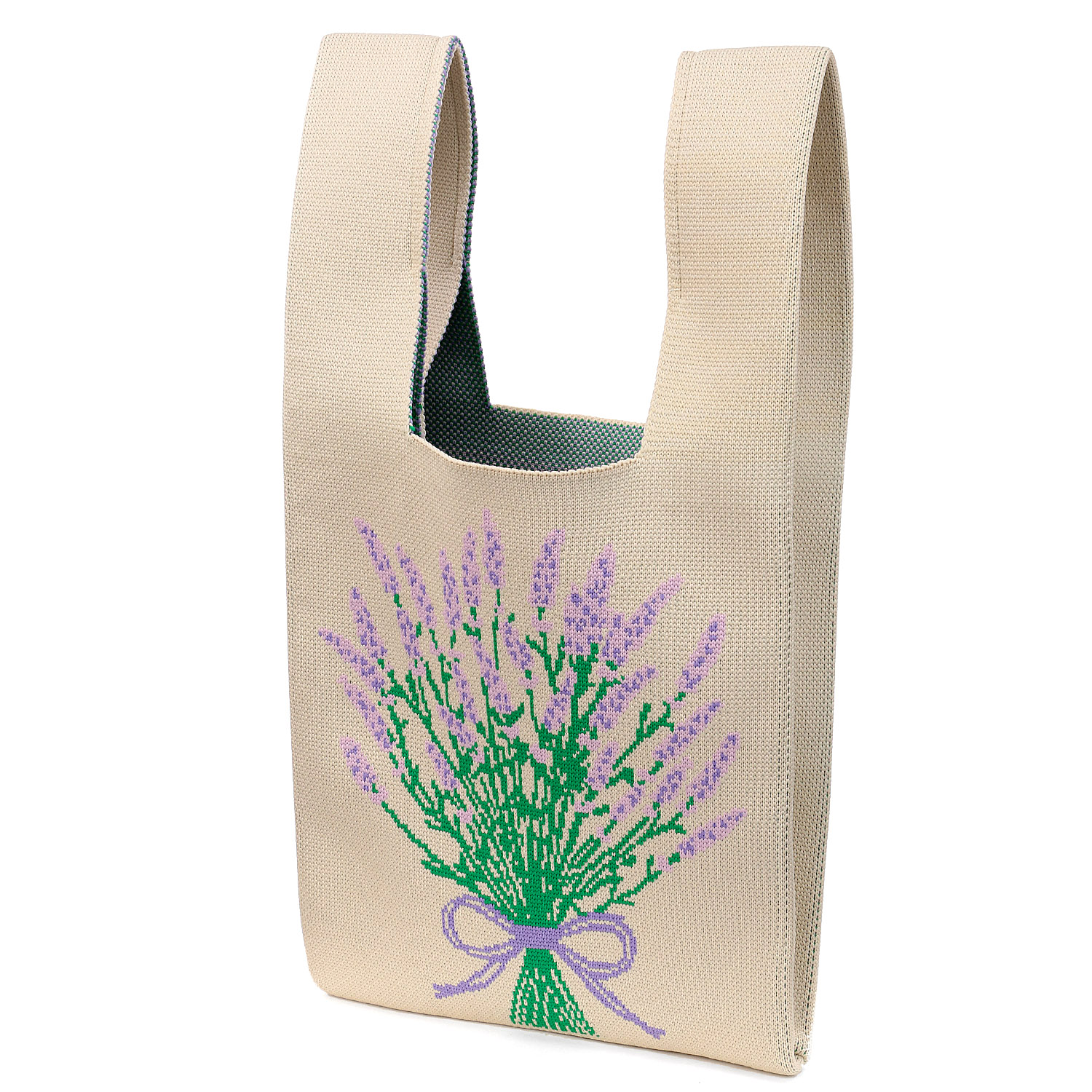 【エトワール別注柄】ラベンダー柄ニットバッグ - 画像5