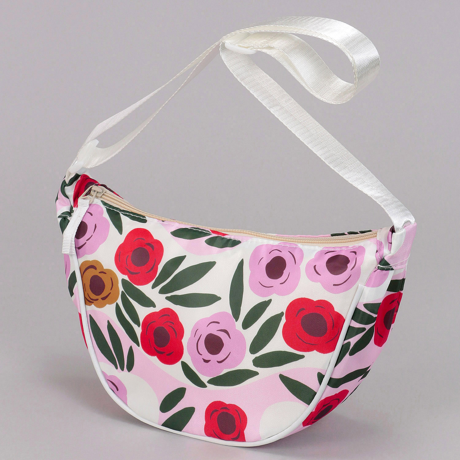 柄ものハーフムーン型ショルダーバッグ - 画像4