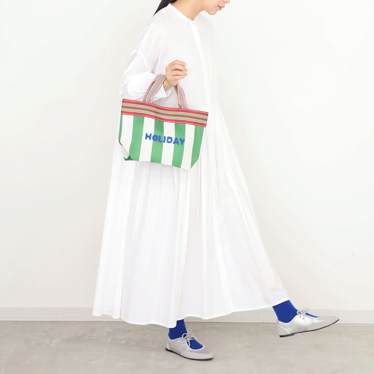 ストライプメッシュトートバッグ