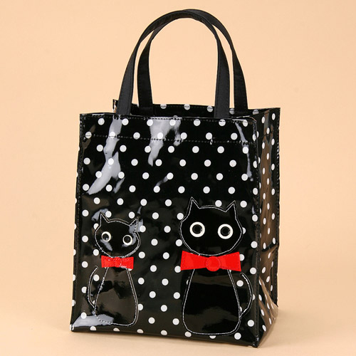 サイドバッグS  ドット猫パッチ柄