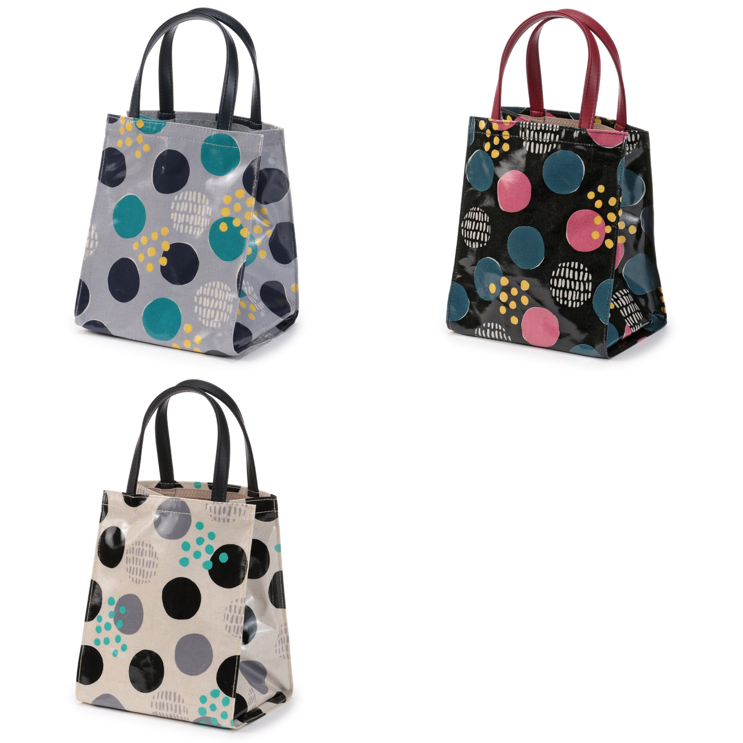 ドット柄コーティングミニ手提げ