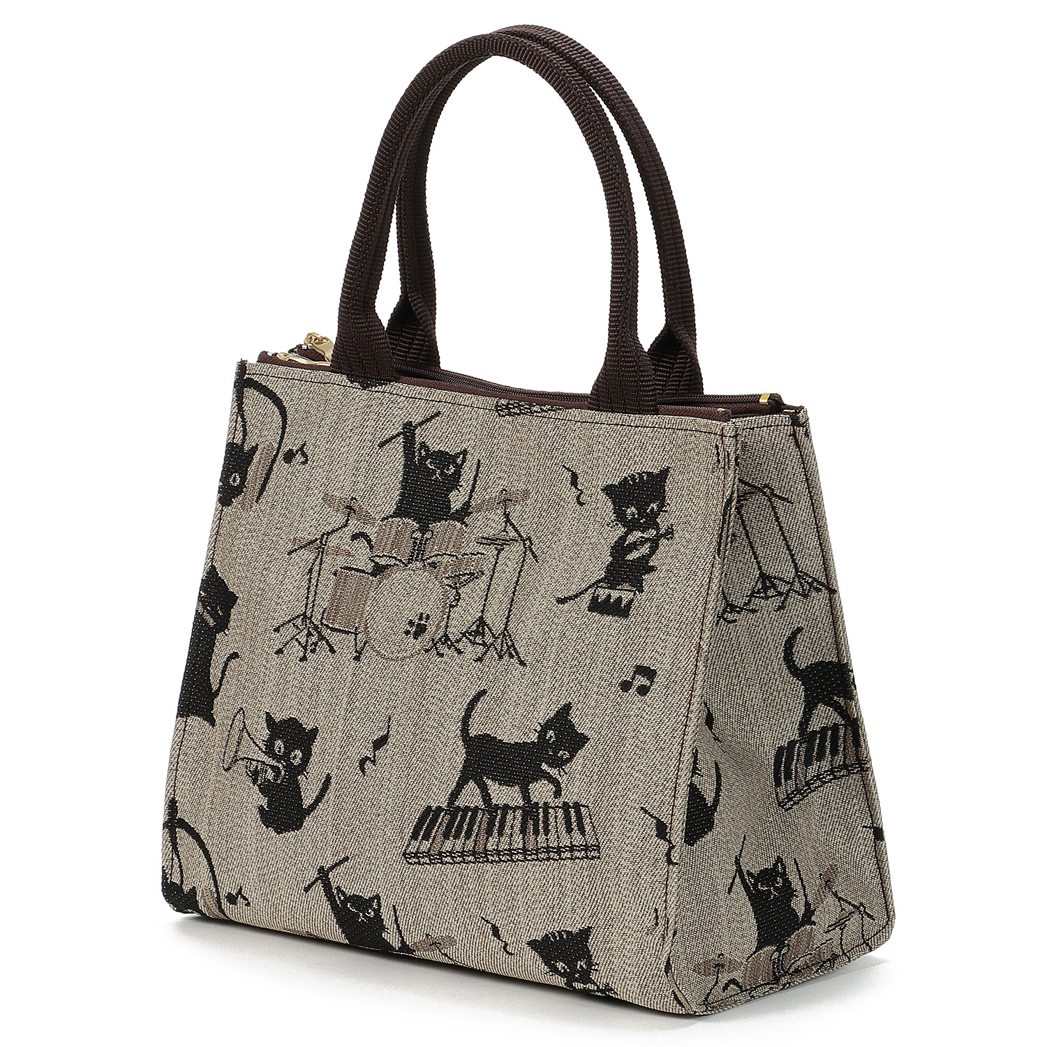 ねこバンド Wファスナー角型バッグ - 画像1