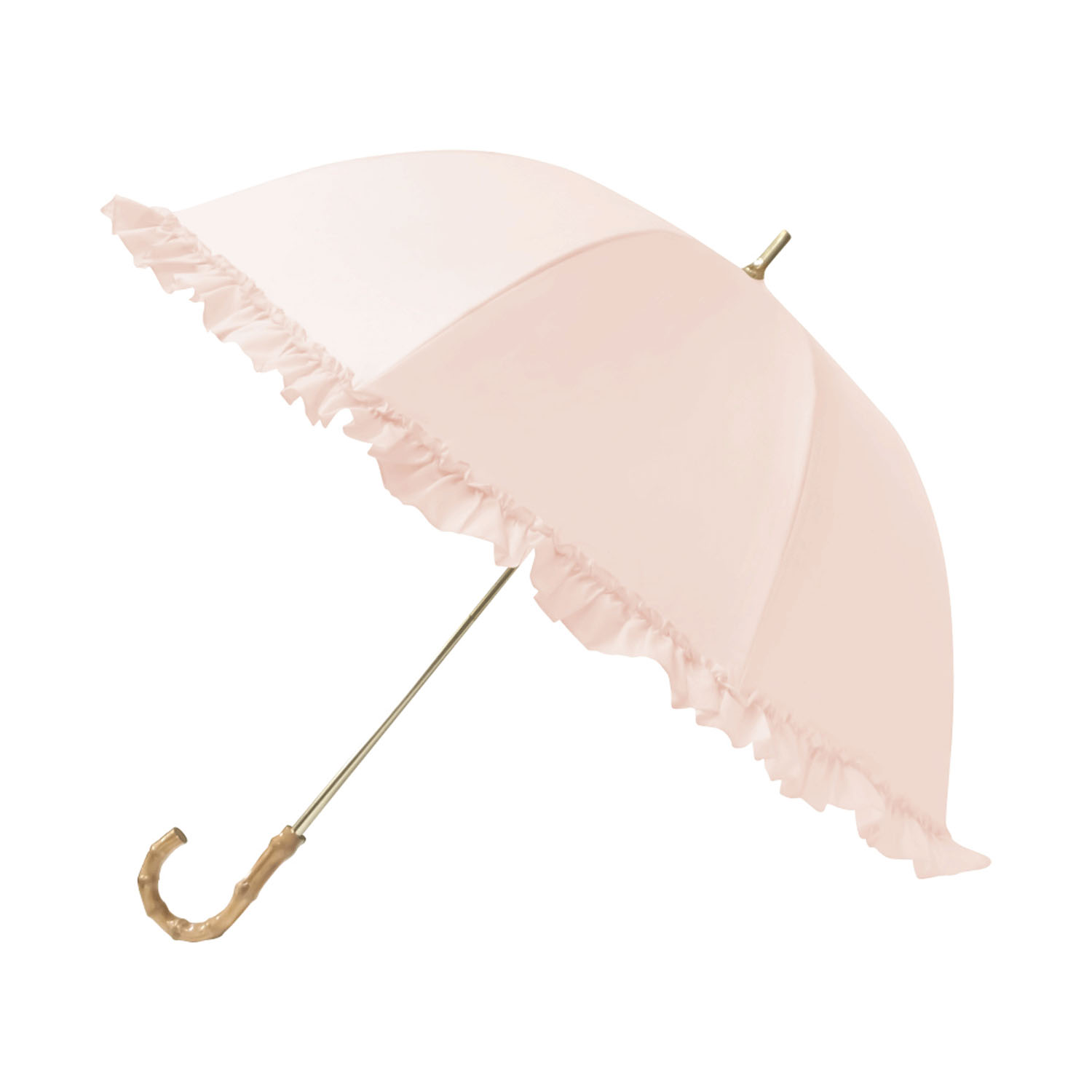 pink trick 完全遮光 無地フリル 晴雨兼用 ショートスライド 手開き傘 - 画像3