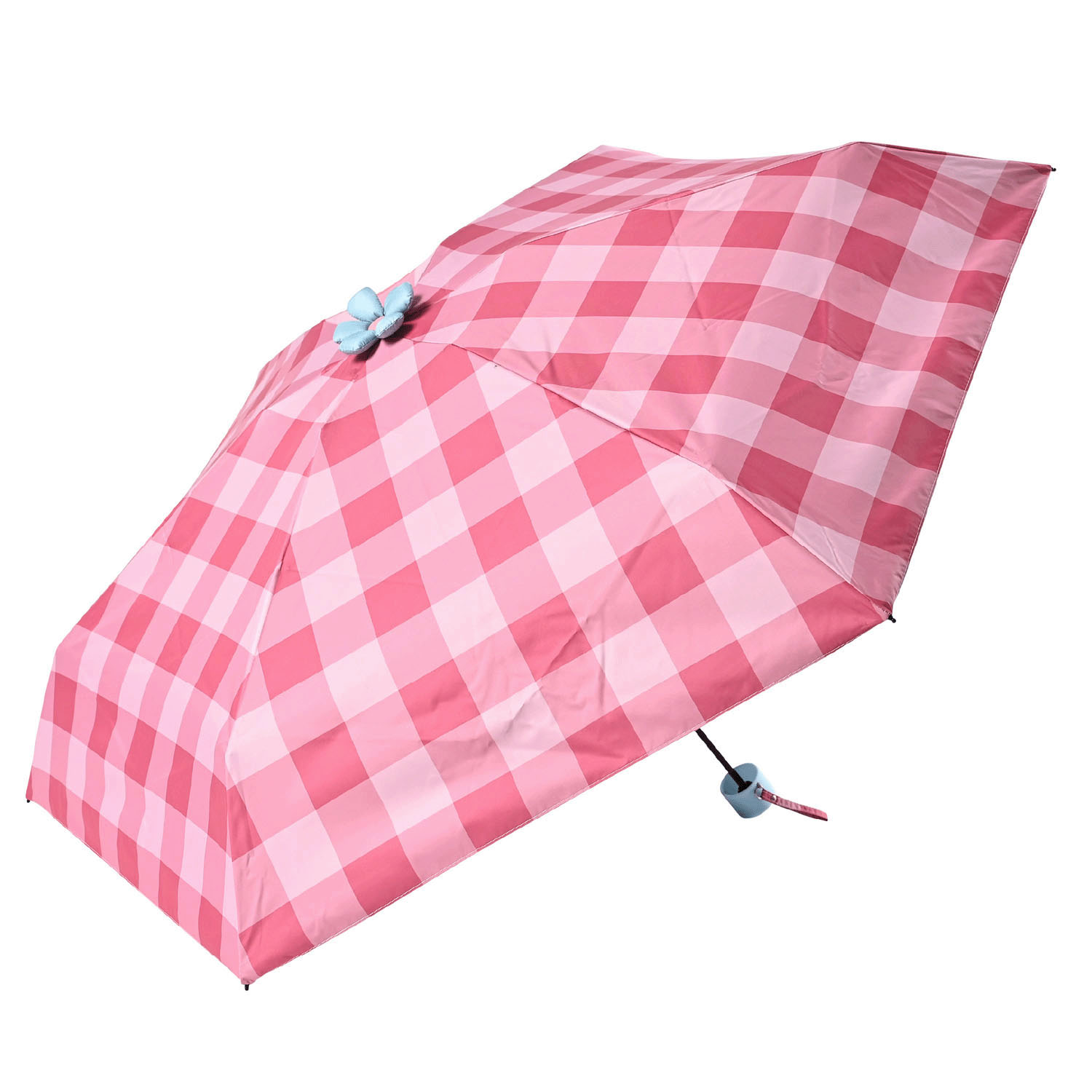 【assa】お花パラソル チェック 5段折晴雨兼用ミニ傘 - 画像2