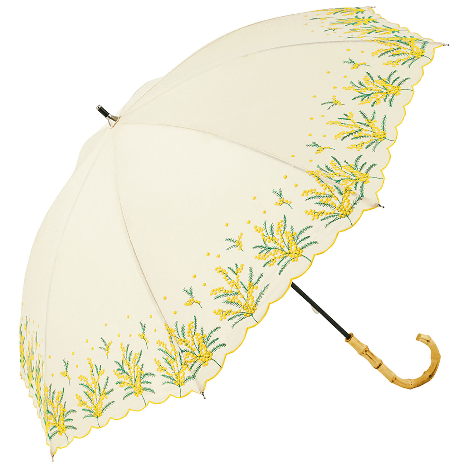 【because】 晴雨兼用 ミモザ刺繍長傘 - 画像2
