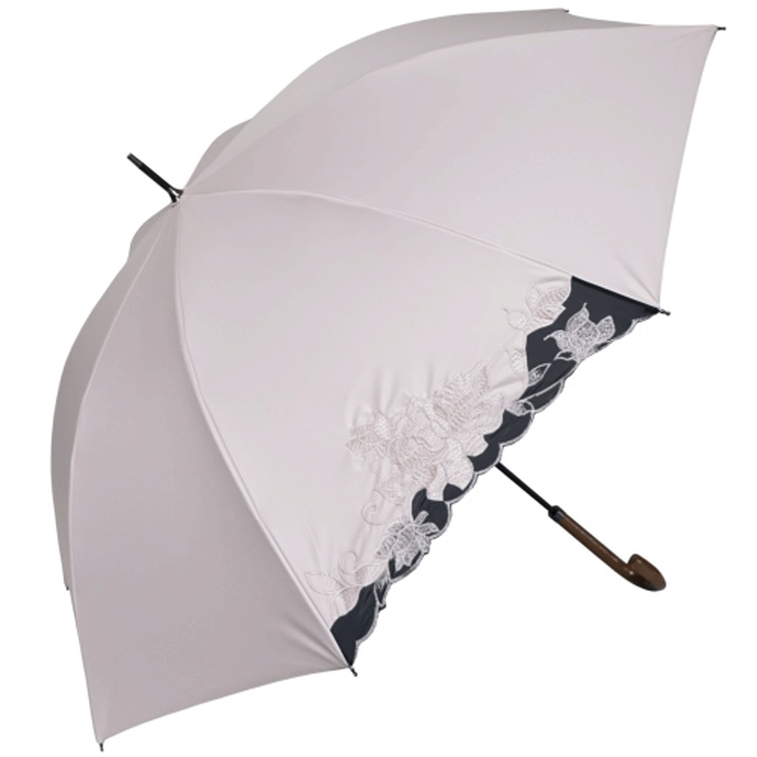 晴雨兼用 ポンジー花刺繍長傘 - 画像3