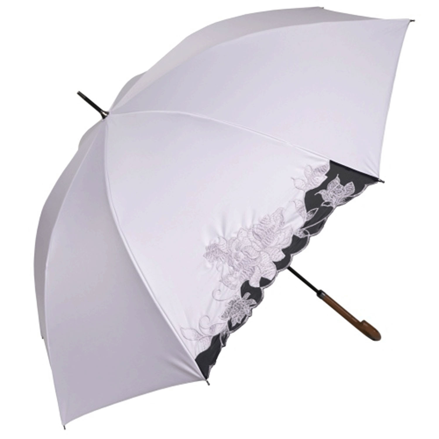 晴雨兼用 ポンジー花刺繍長傘 - 画像7