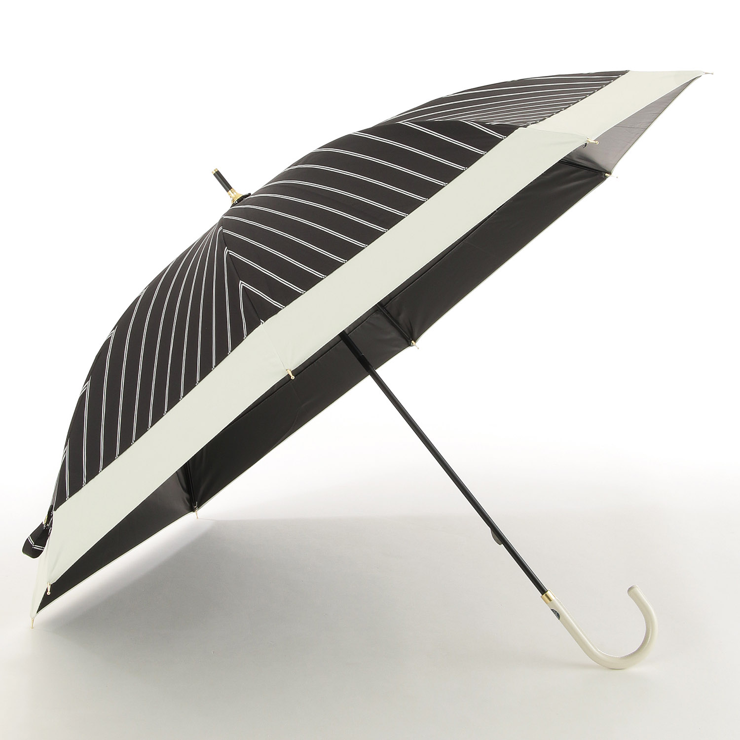 晴雨兼用 切継ぎストライプ長傘