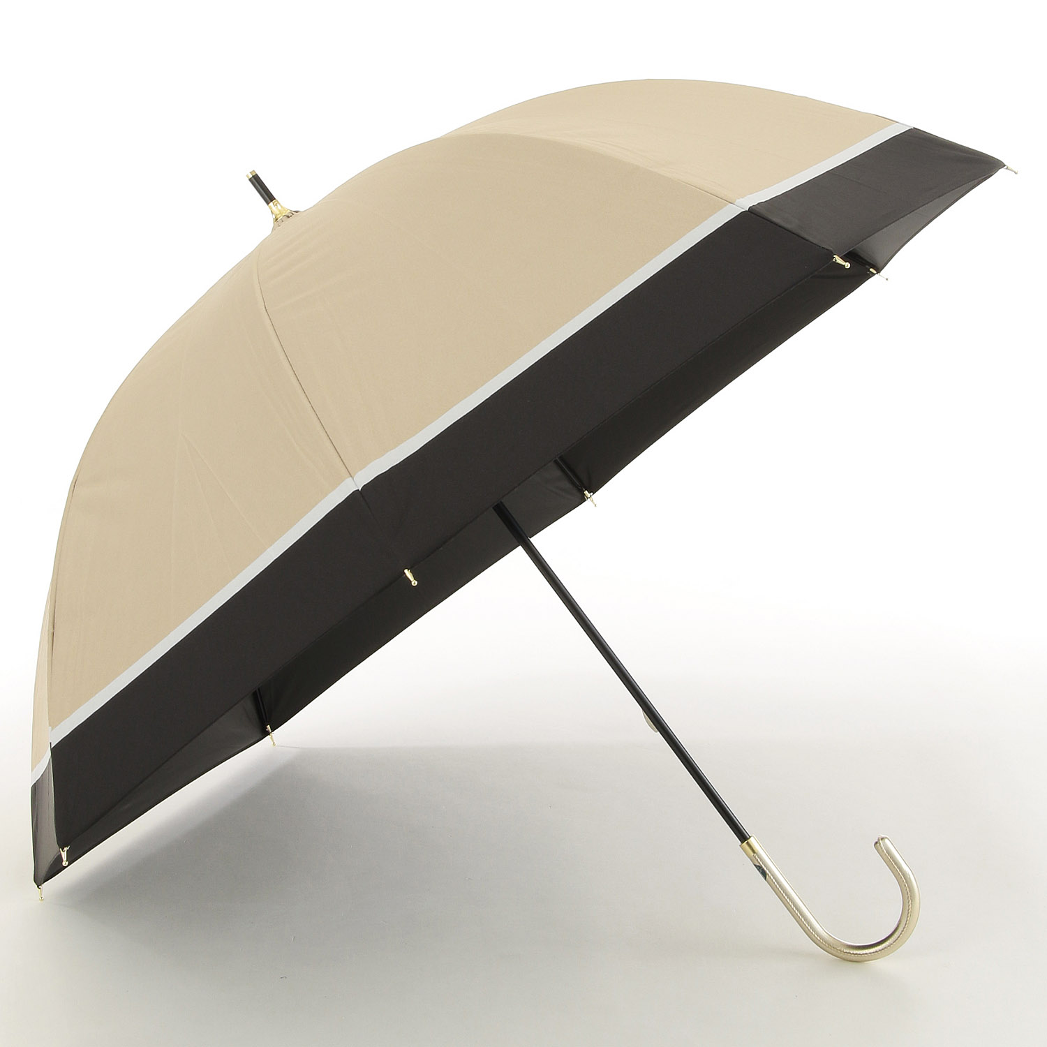 晴雨兼用 ナチュラルボーダー長傘 - 画像2